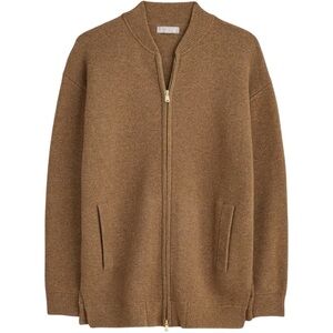 J. Crew Full-zip flight sweater-jacket XS Camel Knit Sweater